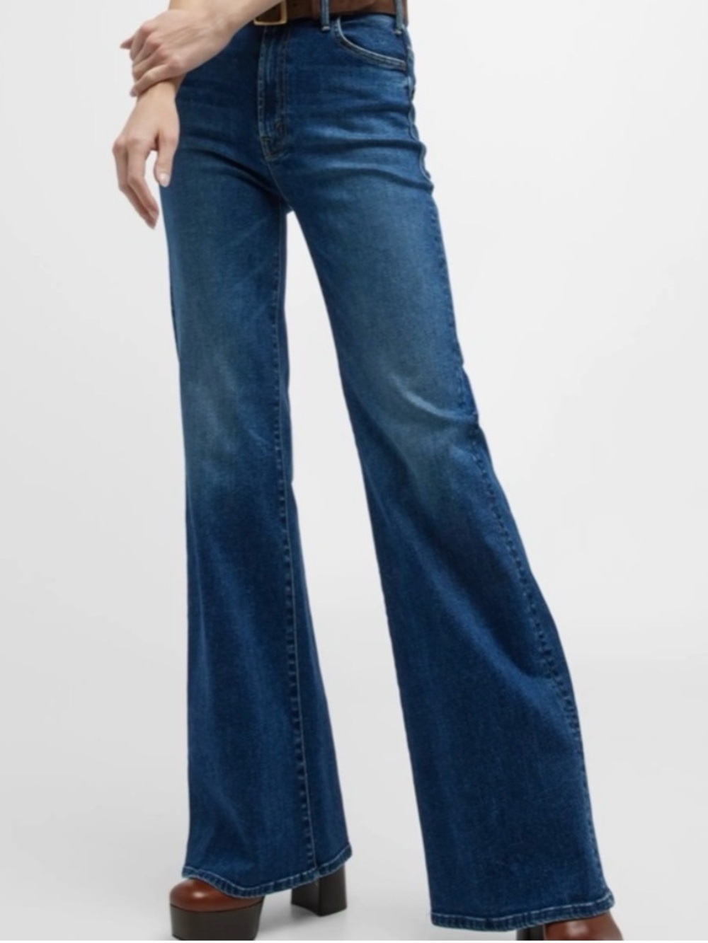 MOTHER The Hustler Roller Heel High Waist Wide Leg Jeans in Small Pleasures 29